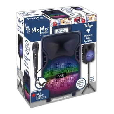 MeMe, bezprzewodowy głośnik ze statywem i mikrofonem, LED