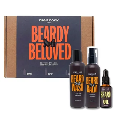 MenRock, Beardy Beloved Soothing Oak Moss, zestaw, szampon do brody, 100 ml + balsam do brody, 100 ml + olejek do brody, 30 ml