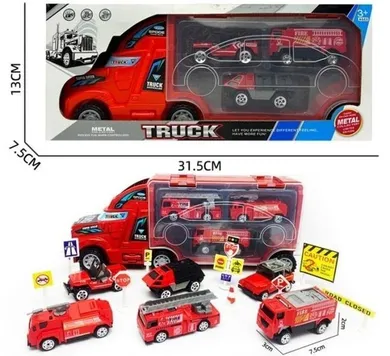 Merkpol, cieżarówka straży pożarnej, transporter z autami