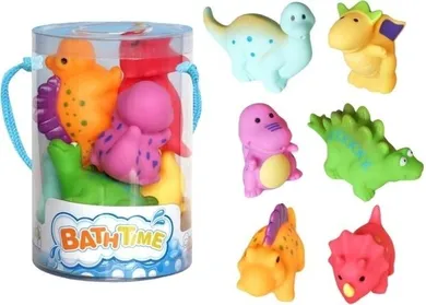 Merkpol, dinozaury, zabawki do kąpieli, gumowe, 6 szt.