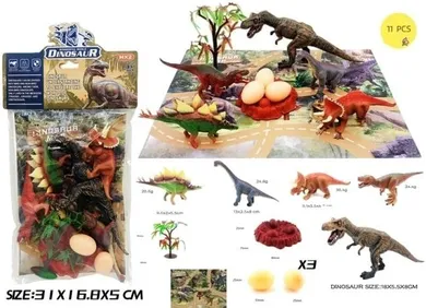 Merkpol, dinozaury, zestaw figurek z jajkiem i matą