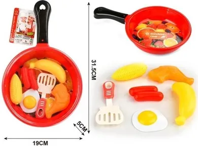 Merkpol, patelnia z zestawem jedzenia, zestaw kuchenny