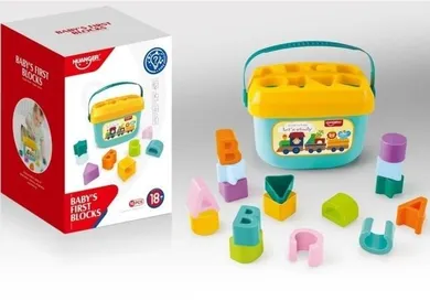 Merkpol, sorter kształtów i literek w pojemniku z uchwytem