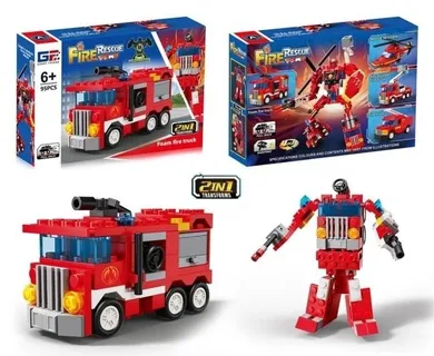 Merkpol, straż pożarna robot, klocki konstrukcyjne 2w1