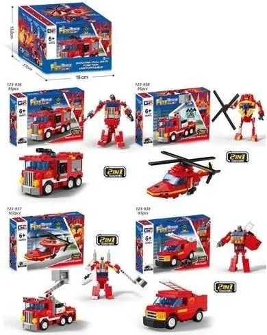 Merkpol, straż pożarna, robot pojazd, klocki konstrukcyjne 2w1, 1 szt.