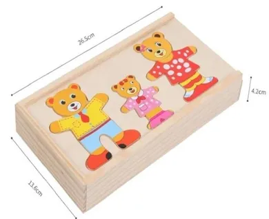 Merkpol, ubierz misie, układanka drewniana