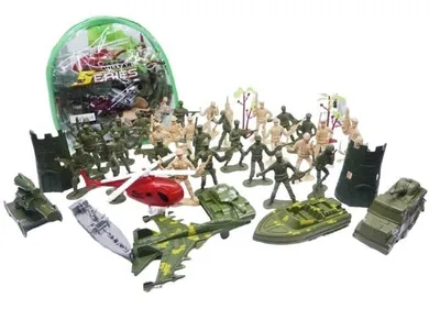 Merkpol, żółnierzyki, zestaw figurek i akcesoriów w plecaku