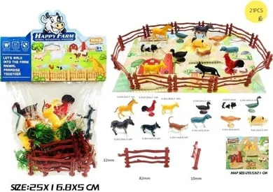 Merkpol, zwierzęta wiejskie, zestaw figurek z matą