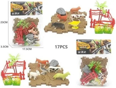 Merkpol, zwierzęta wiejskie, zestaw figurek z matą