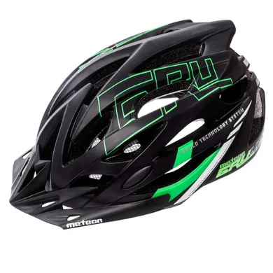 Meteor, Gruver, kask rowerowy, rozmiar M, 55-58 cm, czarno-zielony