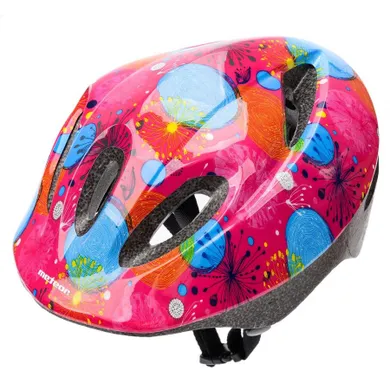 Meteor, kask rowerowy, S 48-52 cm, abstrakt, różowy
