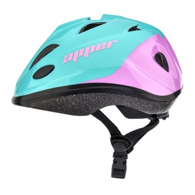 Meteor, kask rowerowy, S 48-52 cm, Apper, miętowy/różowy