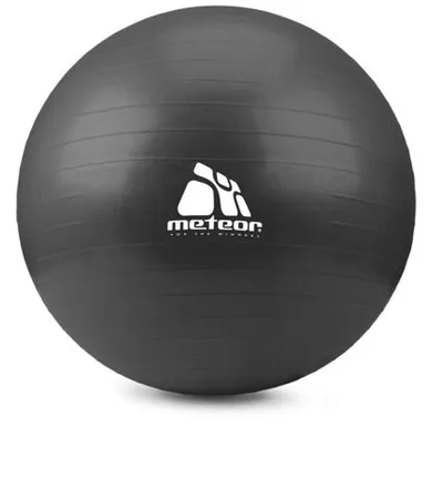 Meteor, piłka fitness z pompką, czarna, 75 cm