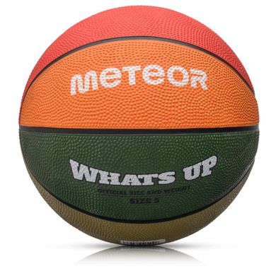 Meteor, What's up, piłka koszykowa, zielono-pomarańczowy, rozmiar 5