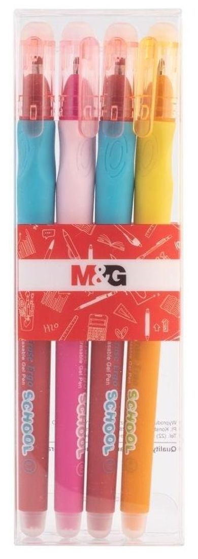 M&G, Ergo, długopisy wymazywalne, 0.7 mm, niebieski, 4 szt.