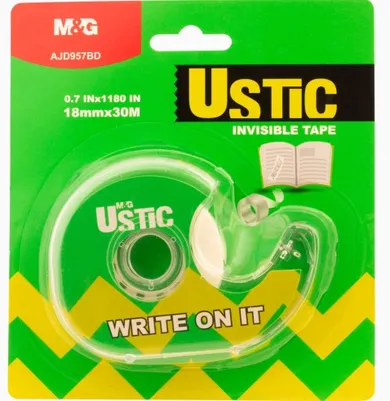 M&G, Invisible, taśma klejąca z podajnikiem, 18 mm x 30m