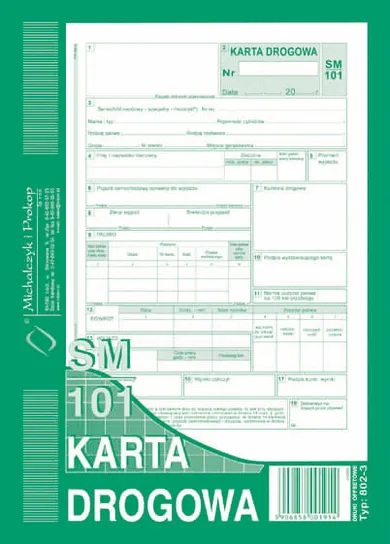 Michalczyk i Prokop Druki, karta drogowa - samochód osobowy A5 SM/101 A5