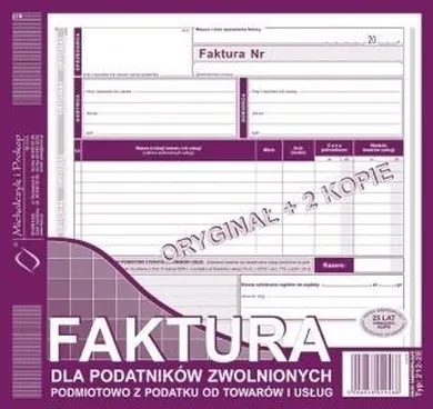 Michalczyk i Prokop, faktura dla podatników zwolnionych podmiotowo z podatku, 212-2E