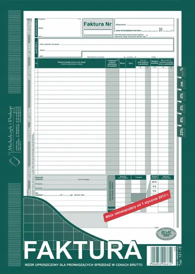 Michalczyk i Prokop, faktura wzór uproszczony, 121-1E