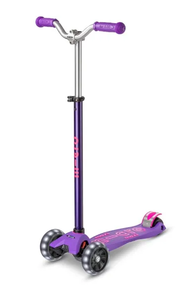 Micro Mobility, Maxi Deluxe Pro, hulajnoga 3-kołowa, LED, purple pink