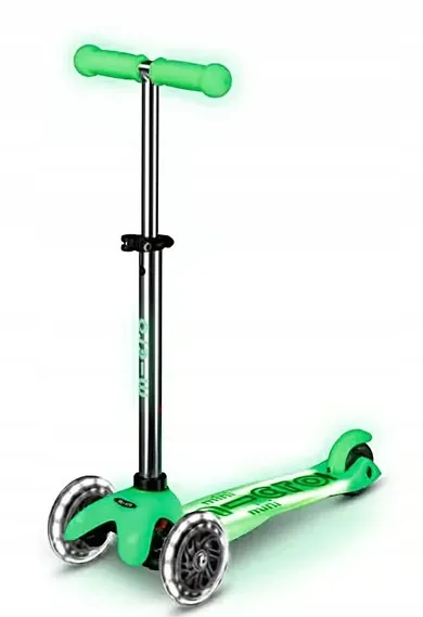 Micro Mobility, Mini Deluxe, Glow, hulajnoga 3-kołowa, LED Plus, Icy Lime