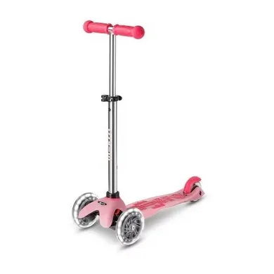 Micro Mobility, Mini Deluxe, hulajnoga 3-kołowa, LED, różowy