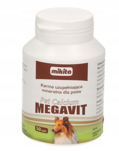 Mikita, Megavit, Pet Calcium, stawy i kości dla psów, 50 tabletek