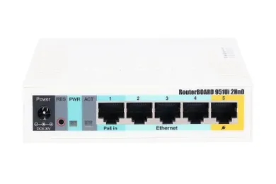 MikroTik, RB951Ui-2HnD, router WiFi, 2,4GHz, 5xRJ45 100Mb/s, 1xUSB