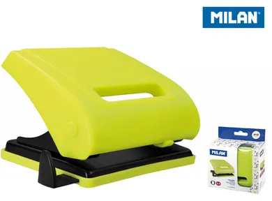 Milan, dziurkacz z systemem bezpieczeństwa, żółty