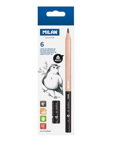 Milan, ołówki trójkątne, 6B, 6 szt.