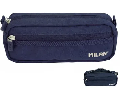 Milan, piórnik, owalny, granatowy