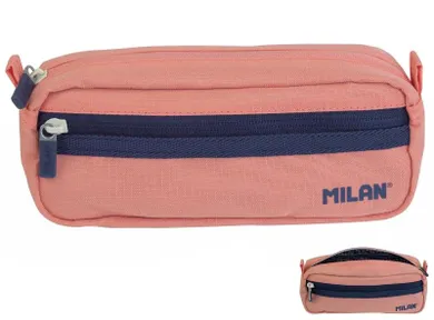 Milan, piórnik, owalny, różowy