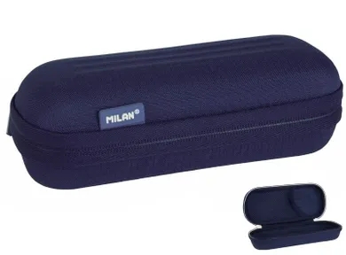 Milan, piórnik, owalny usztywniony, granatowy