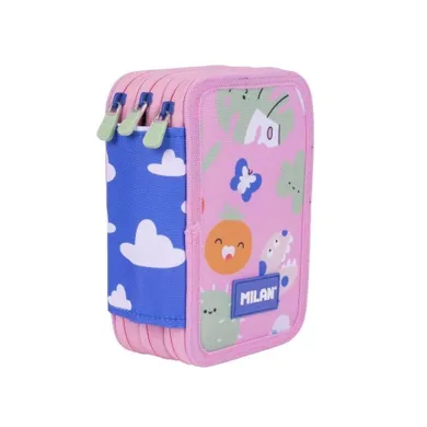 Milan, piórnik rozkładany, potrójny, z wyposażeniem, Green&Grow