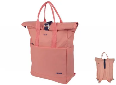 Milan, plecak zwijany, różowy, 10l