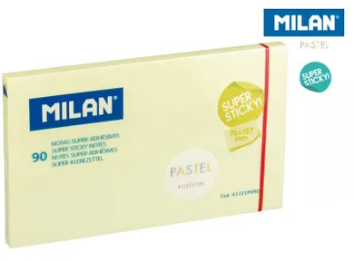 Milan, Super sticky, karteczki samoprzylepne, żółte, 127 x 76 mm, 90 szt.
