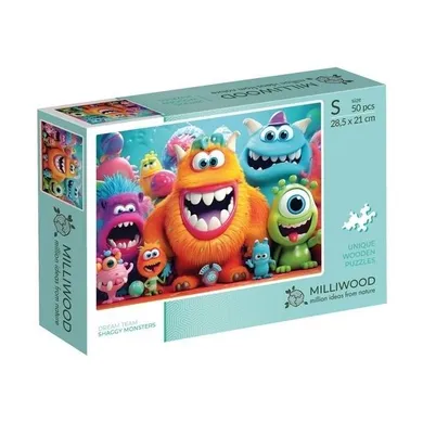Milliwood, Shaggy Monsters, puzzle drewniane, 50 elementów