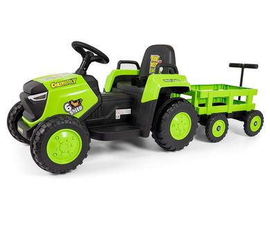 Milly Mally, Rolly, traktor, pojazd na akumulator z przyczepą, zielony