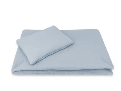 MimiNu, 2-częściowy komplet pościeli z wypełnieniem, całoroczny, muślin bawełniany, jeans, 60-70 cm + 40-30 cm