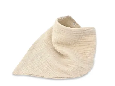 MimiNu, apaszka muślin bawełniany, 2 napki do regulacji, ciepły beż, 45-25 cm