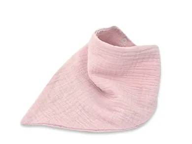 MimiNu, apaszka muślin bawełniany, 2 napki do regulacji, pudrowy róż, 45-25 cm