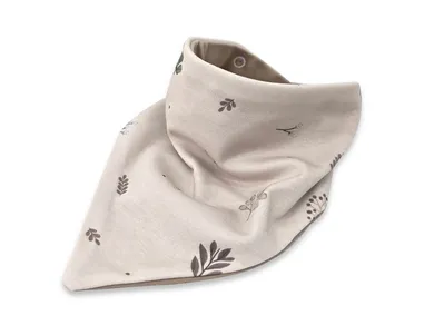 MimiNu, apaszka soft, 2 napki do regulacji, listki+mokka, 45-25 cm