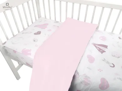 MimiNu, Baby Shower, 2-częściowy komplet pościeli, różowy, 100-135 cm