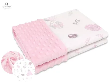 MimiNu, Baby Shower, kocyk minky, różowy, 75-100 cm