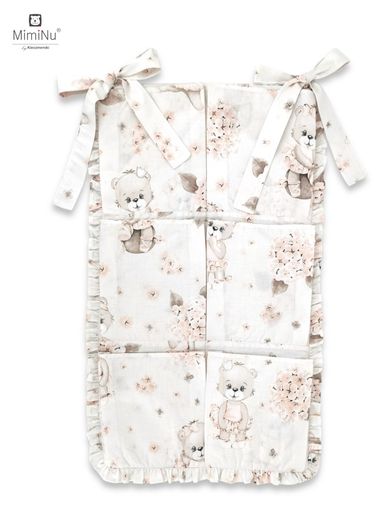 MimiNu, Baletnica, przybornik pionowy na łóżeczko z falbanką, pudrowy róż