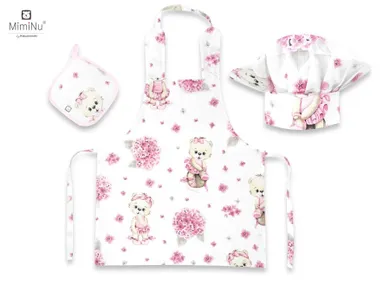 MimiNu by Kieczmerski, zestaw małego kucharza, bawełna, baletnica, róż
