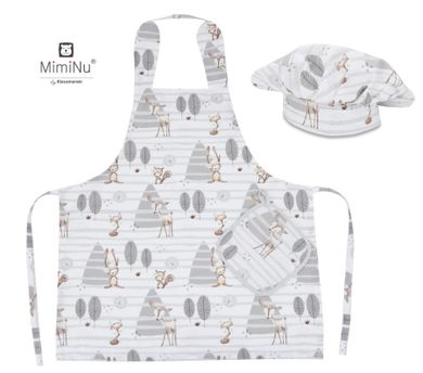 MimiNu by Kieczmerski, zestaw małego kucharza, bawełna, las