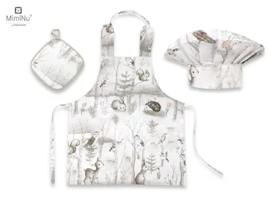 MimiNu by Kieczmerski, zestaw małego kucharza, bawełna, leśna kraina