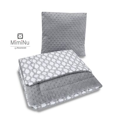 MimiNu, Chmurki, 2-częściowy komplet pościeli, szary, 75-100 cm