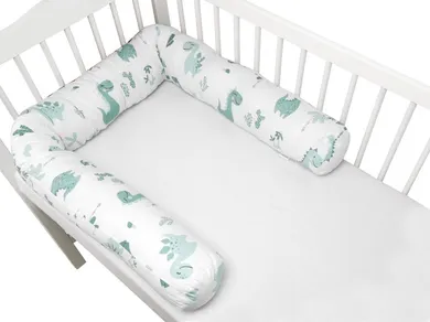 MimiNu, Dino, wałek, ochraniacz na suwak, bawełna, mięta, 180-10 cm